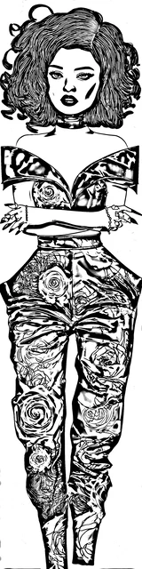 Free colorable bookmarks of a fashion woman with arms crossed